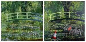 claude-monet_Water-Lily-Pond-1899-Banksy-remix